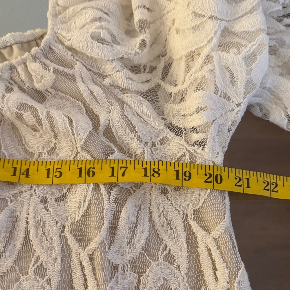 Elegant Cream Lace Midi Dress - Picture 8 of 9